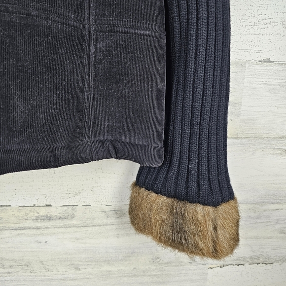 Urchin Lambswool Blend Faux Fur Corduroy Jacket Sz Medium Black Y2K Retro Vibes - Picture 13 of 15